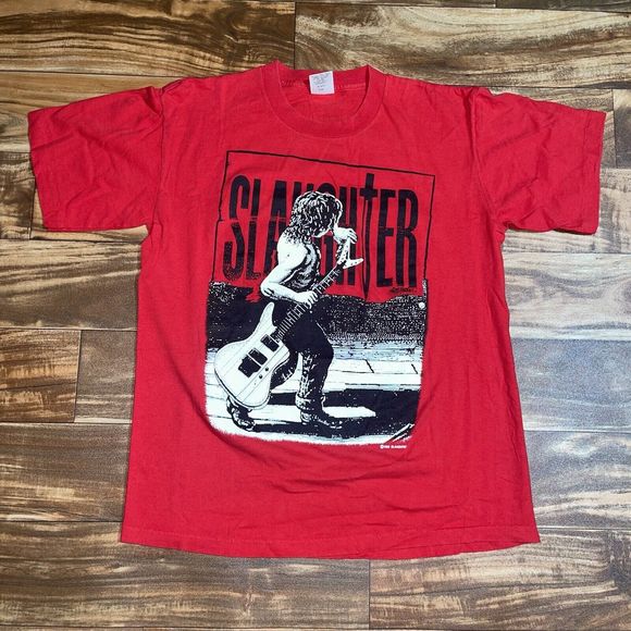 Vintage 1992 Slaughter THE WILD LIFE Tour Rock Band Concert T-Shirt Size Large